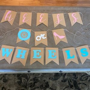 Gender Reveal “Heels or Wheels” Banner
